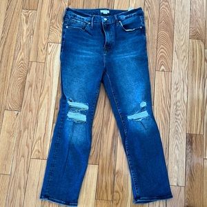 Good American high rise stretch cigarette leg jeans